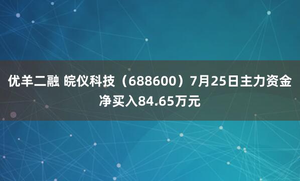 优羊二融 皖仪科技（688600）7月25日主力资金净买入84.65万元